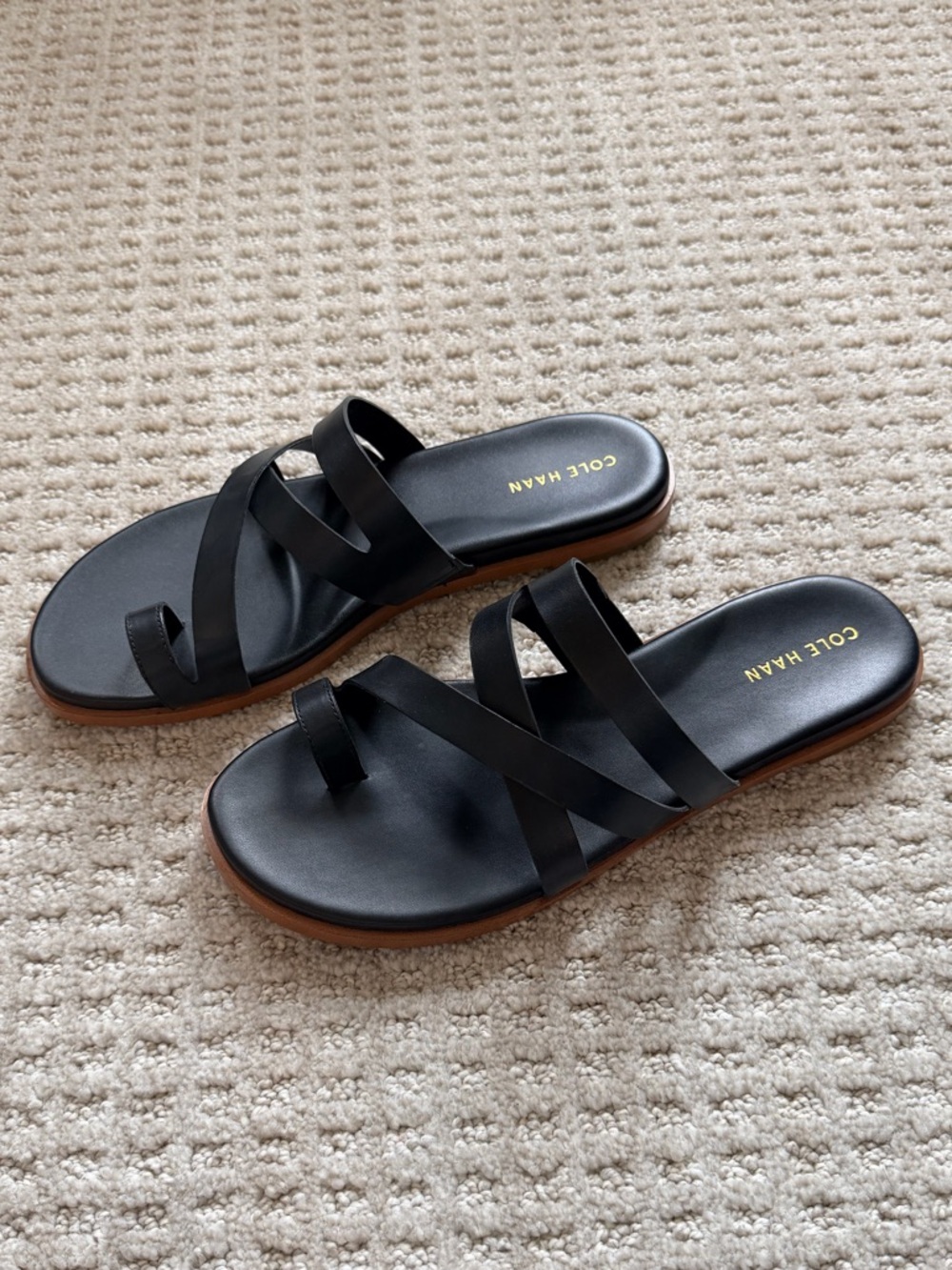 Cole Haan Sandals - Black Leather, Size 7 - Like New